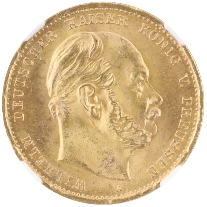 ドイツ プロイセン 1872年A 10マルク 金貨 ヴィルヘルム1世 NGC MS66 